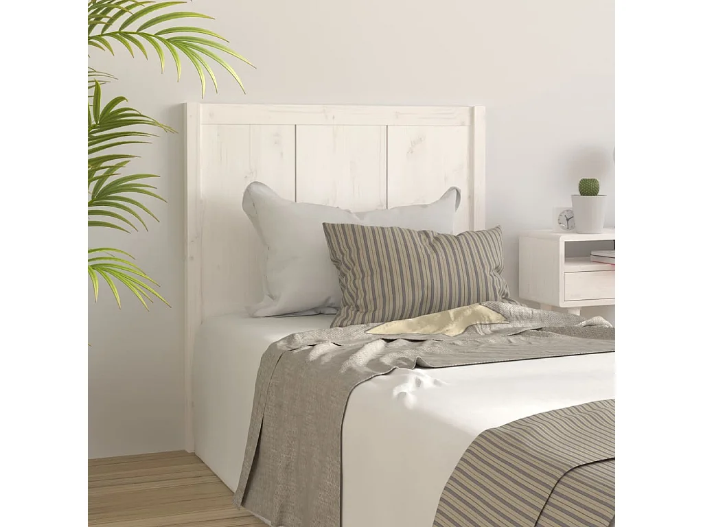 Cabeceira Branca 80,5x4x100 cm Madeira maciça de pinho