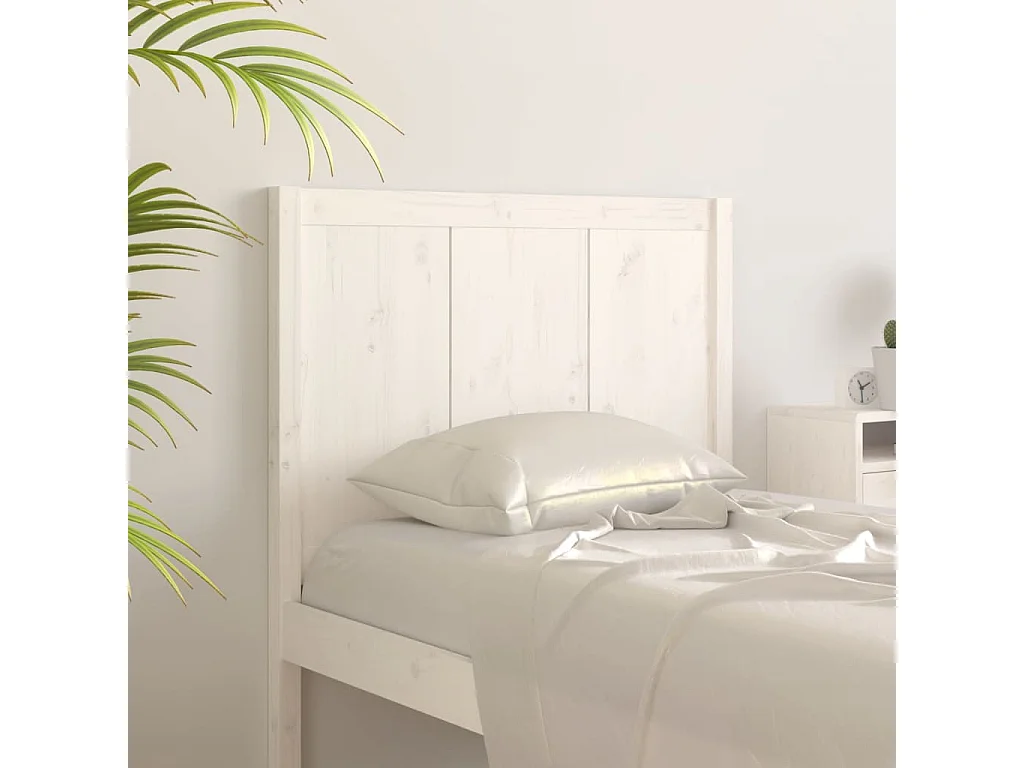 Cabeceira Branca 80,5x4x100 cm Madeira maciça de pinho