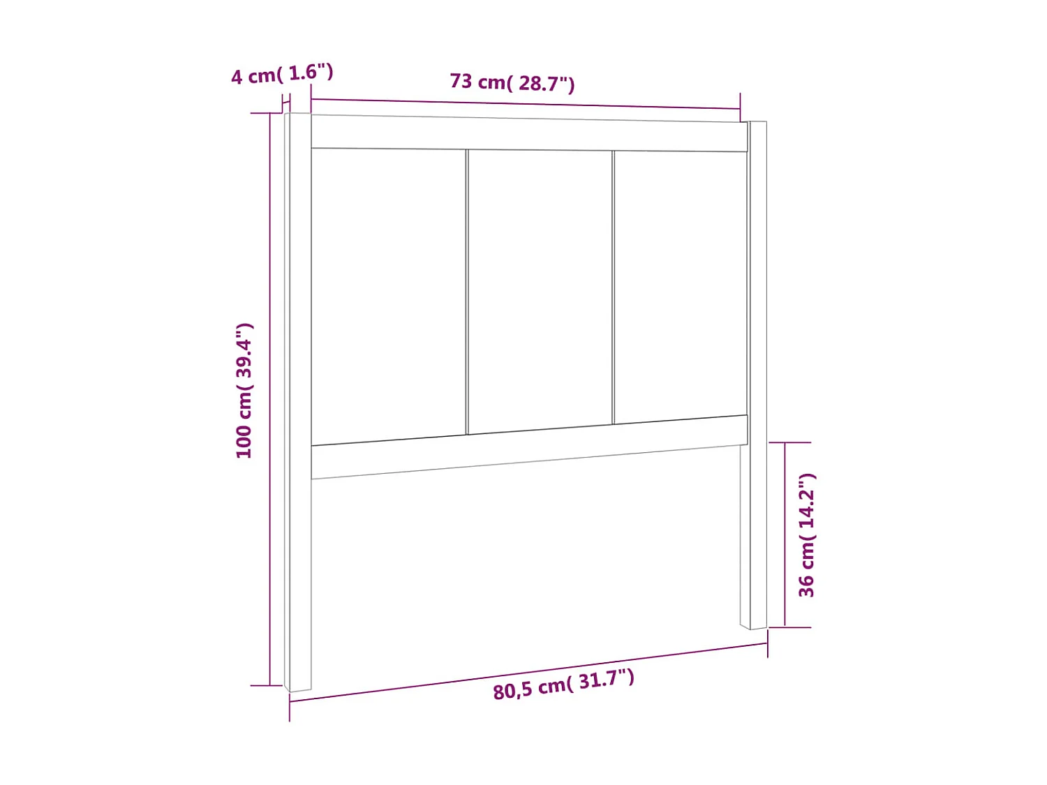 Cabeceira Branca 80,5x4x100 cm Madeira maciça de pinho