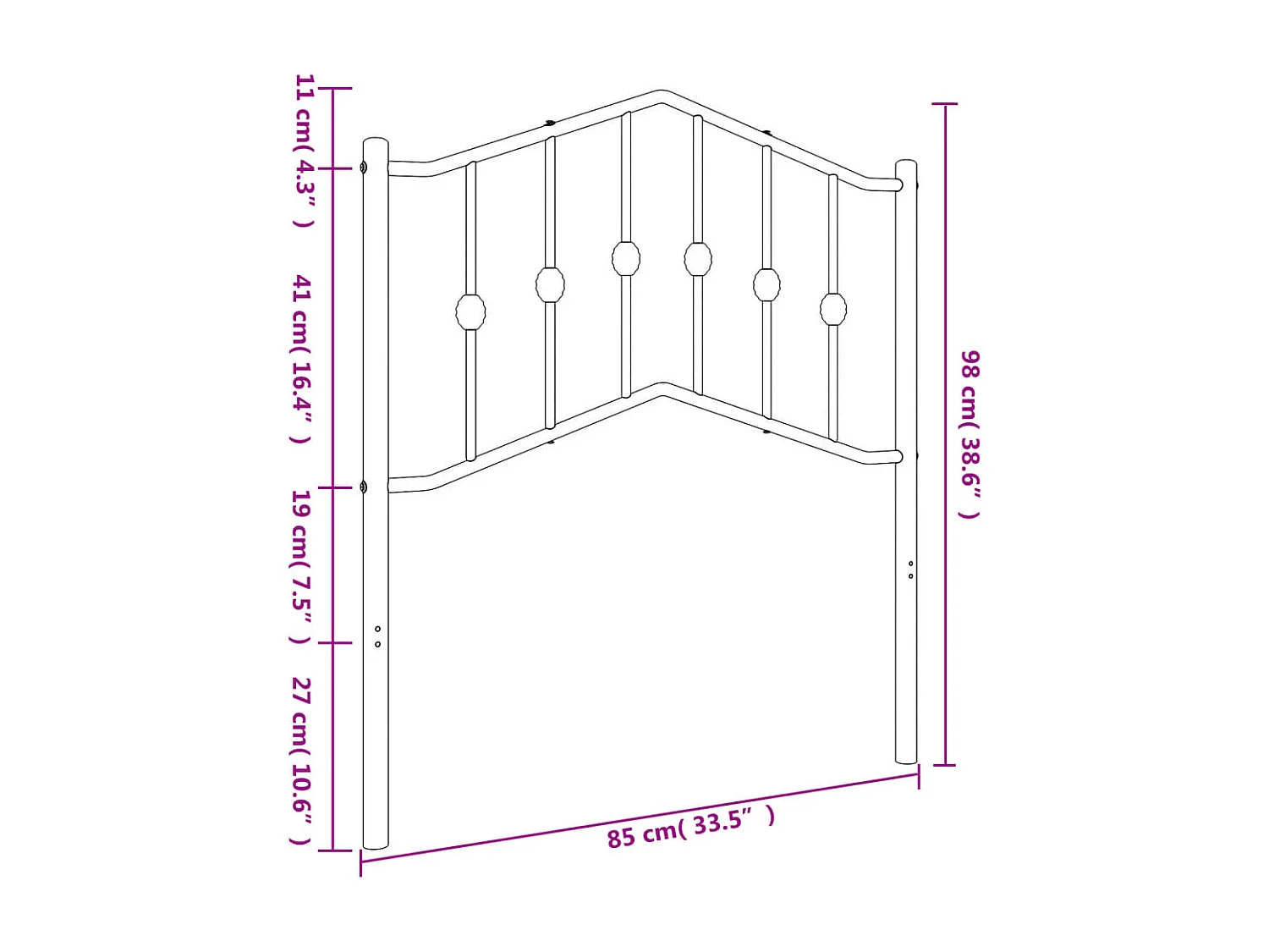 Tête de lit métal blanc 80 cm