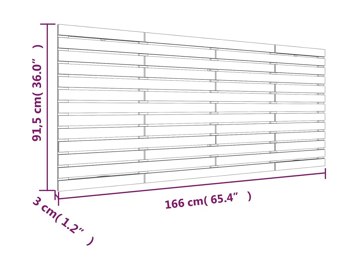 Cabecero suspendido Blanco 166x3x91,5 cm Madera maciza de pino