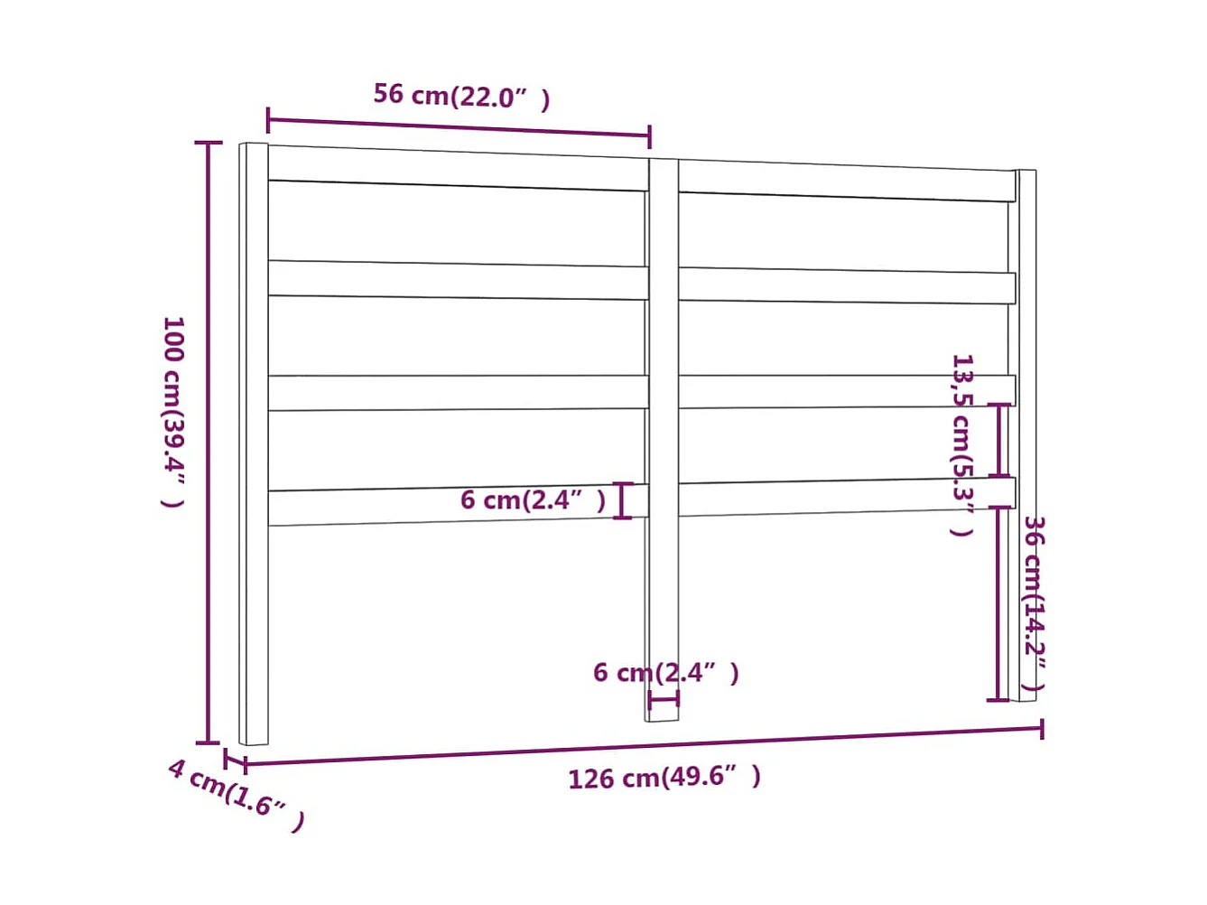 Tête de lit 126x4x100 cm Bois massif de pin
