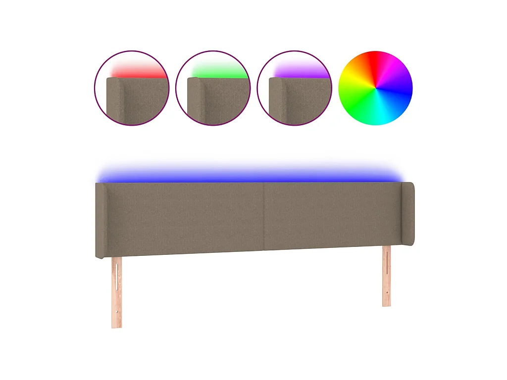 LED-Kopfteil Taupe 183x16x78/88 cm Stoff