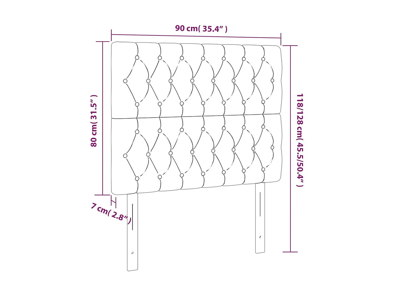 Têtes de lit 2 pcs Taupe 90x7x78/88 cm Tissu