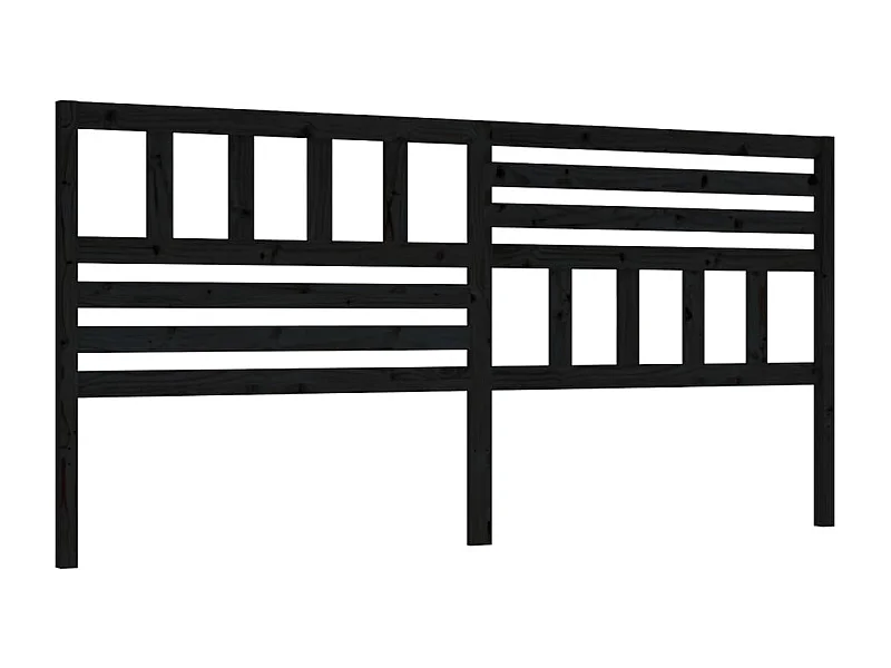 Testiera Nera 206x4x100 cm Legno di pino massiccio