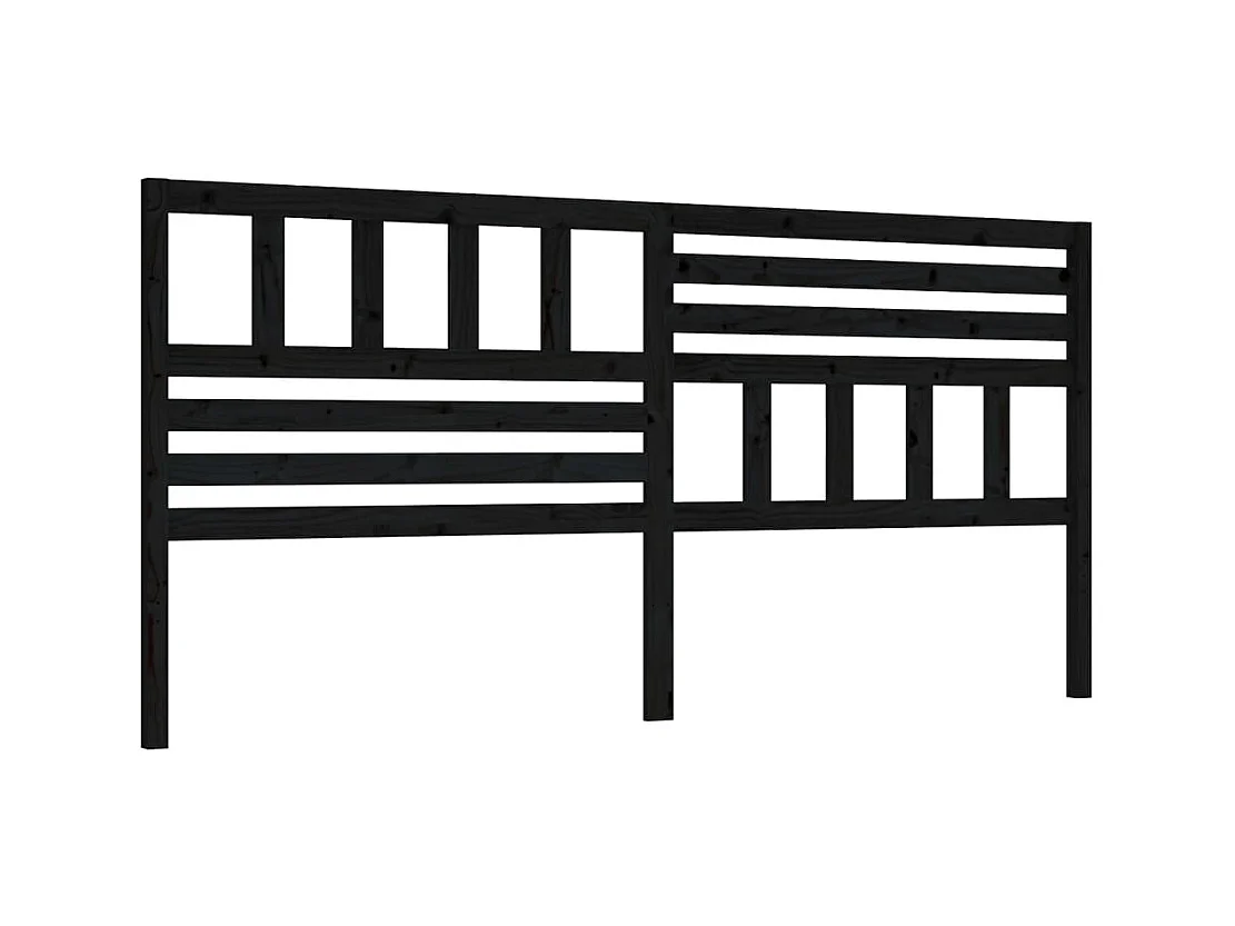 Testiera Nera 206x4x100 cm Legno di pino massiccio