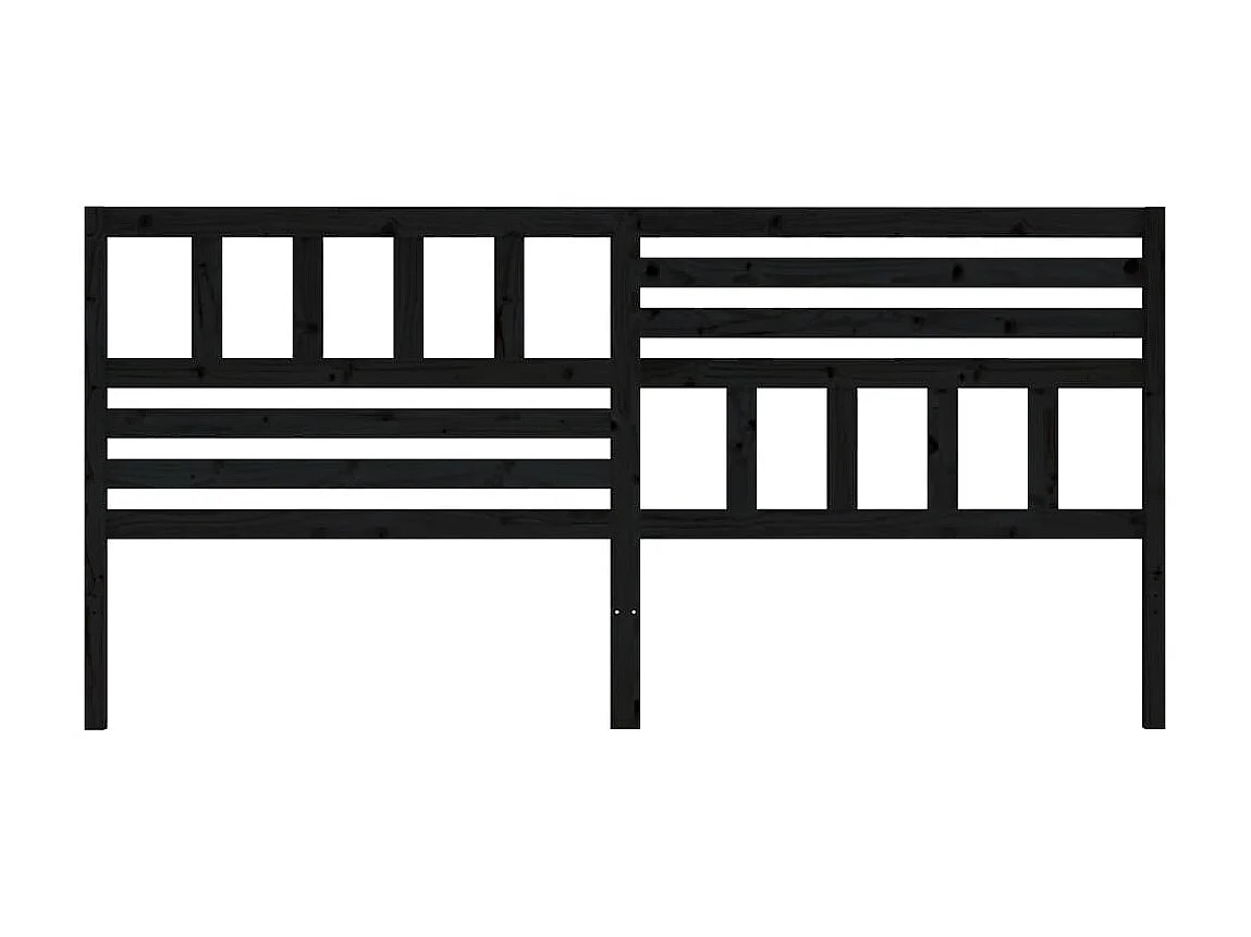 Tête de lit Noir 206x4x100 cm Bois massif de pin