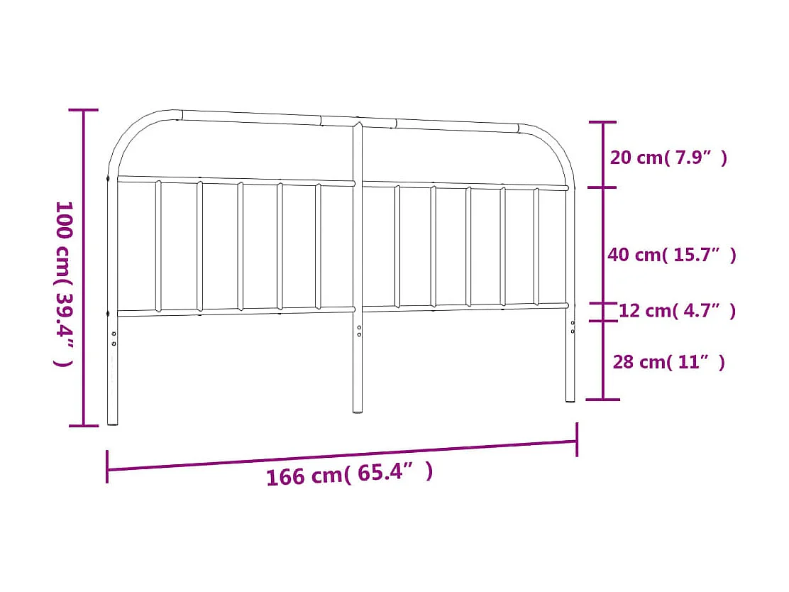 Tête de lit métal noir 160 cm