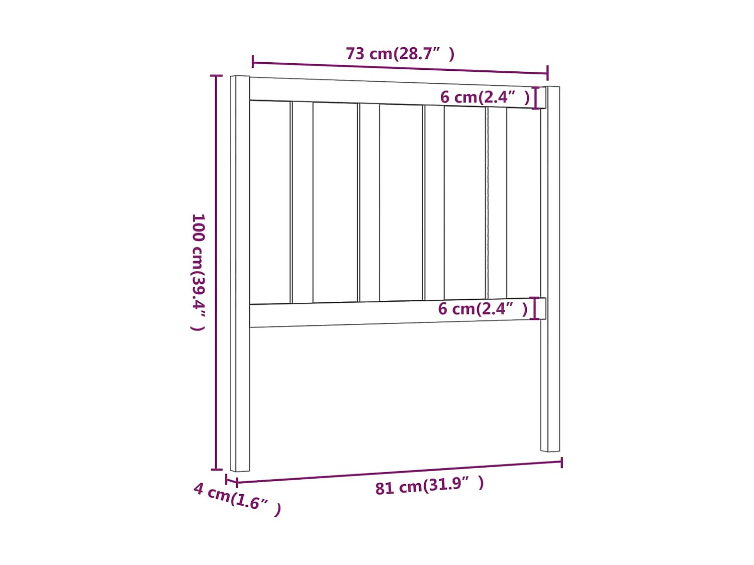 Hoofdbord Wit 81x4x100 cm Massief grenenhout