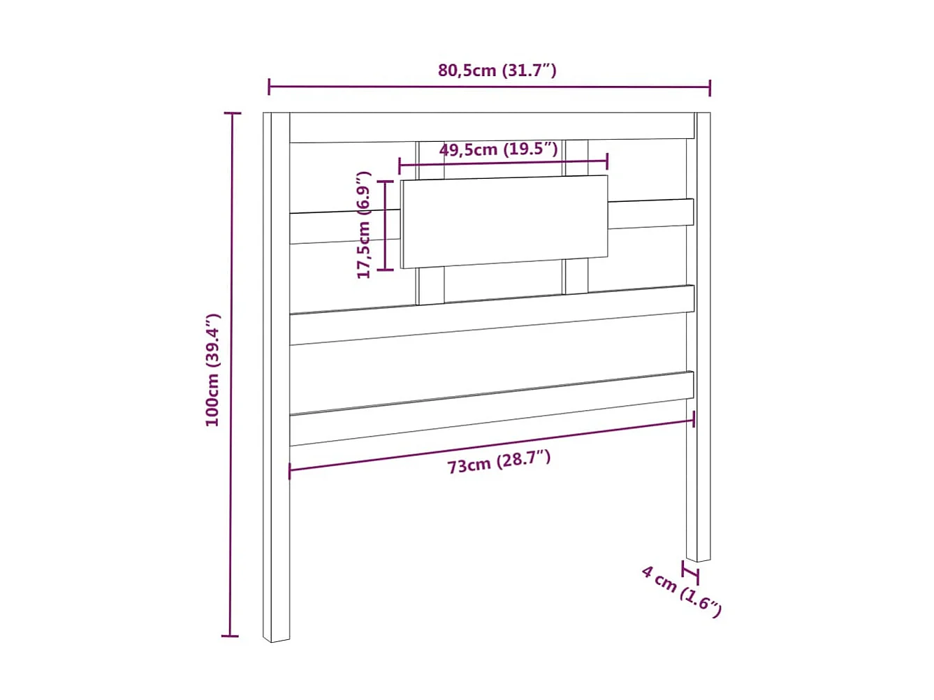 Tête de lit Marron miel 80,5x4x100 cm Bois massif de pin