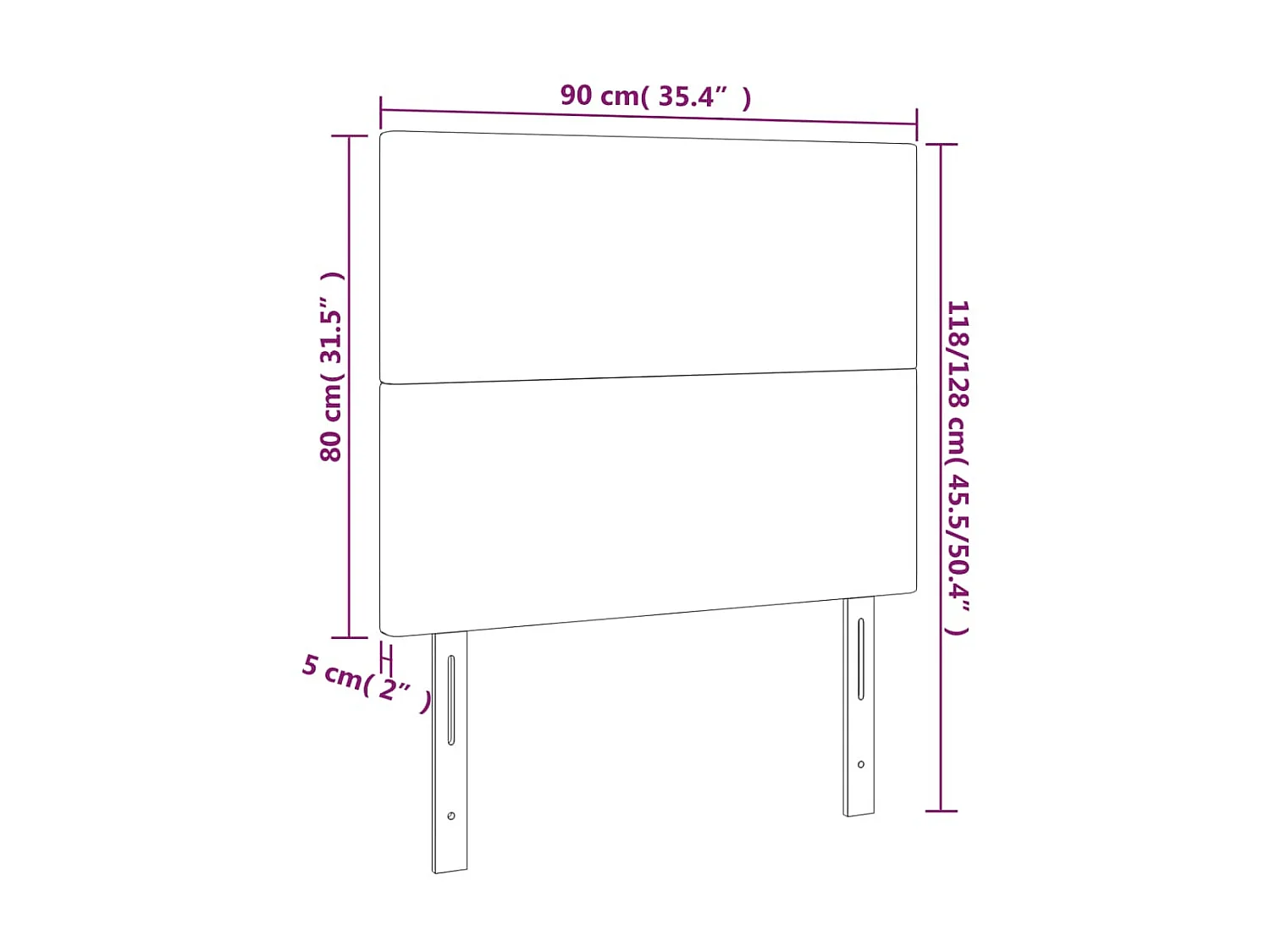 Cabeceiras 2 pcs Tecido Preto 90x5x78/88 cm