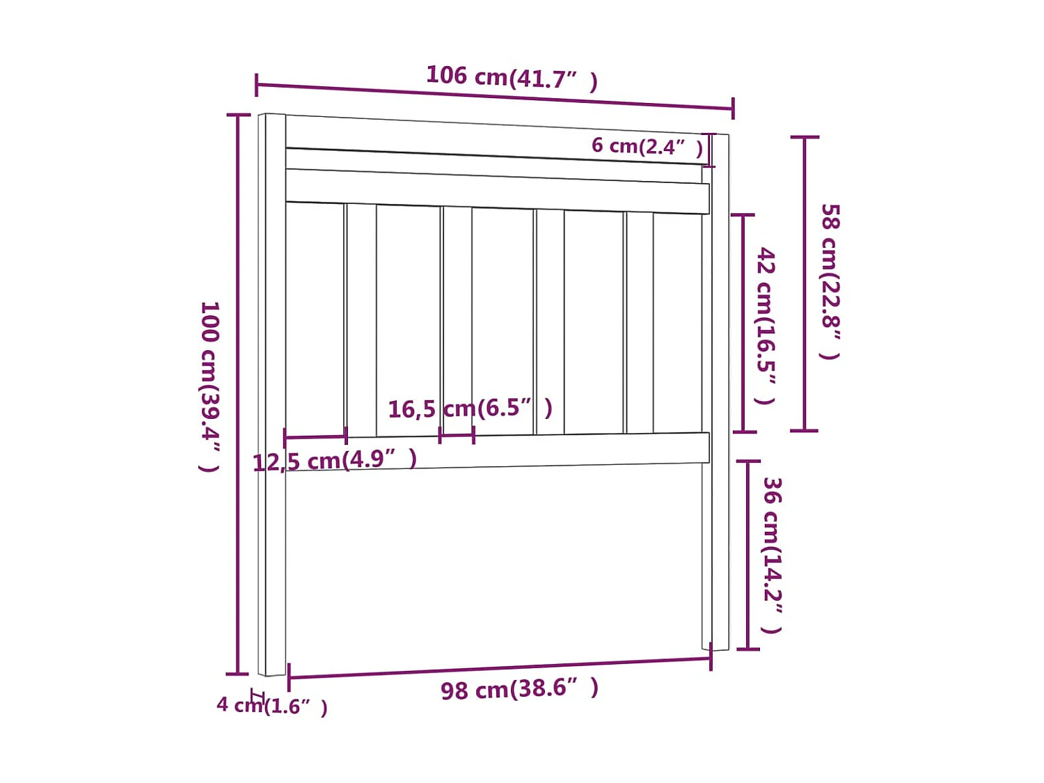 Tête de lit 106x4x100 cm Bois massif de pin