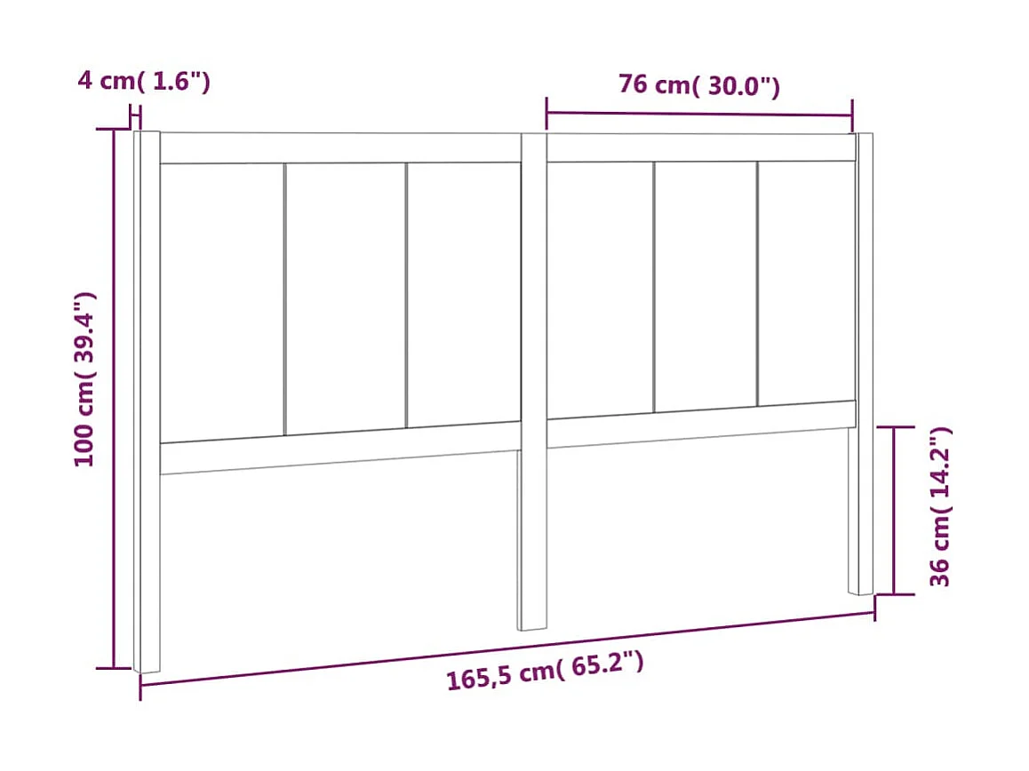 Tête de lit 165,5x4x100 cm Bois massif de pin