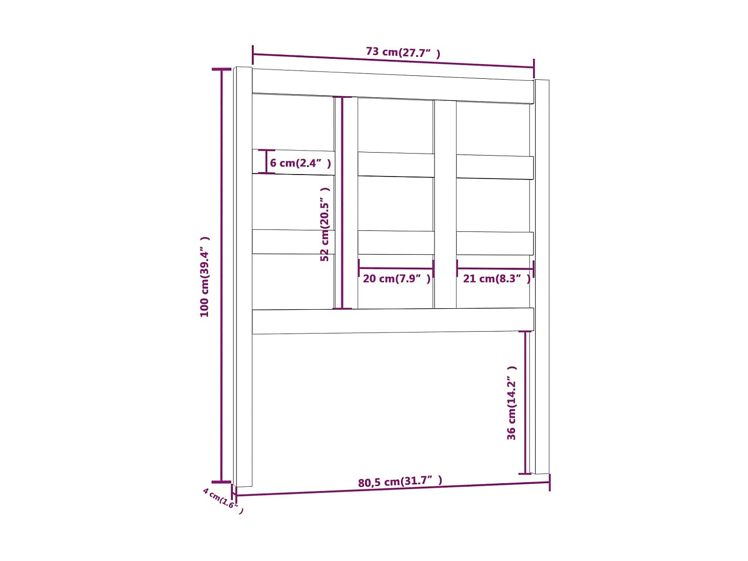 Tête de lit Gris 80,5x4x100 cm Bois massif de pin