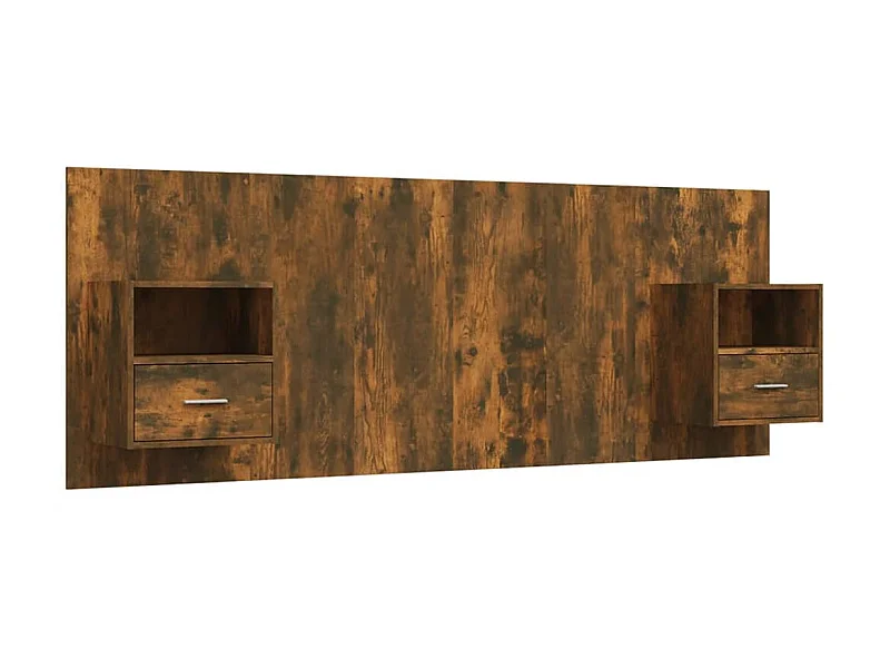 Cabecero con armarios Madera contrachapada de roble ahumado