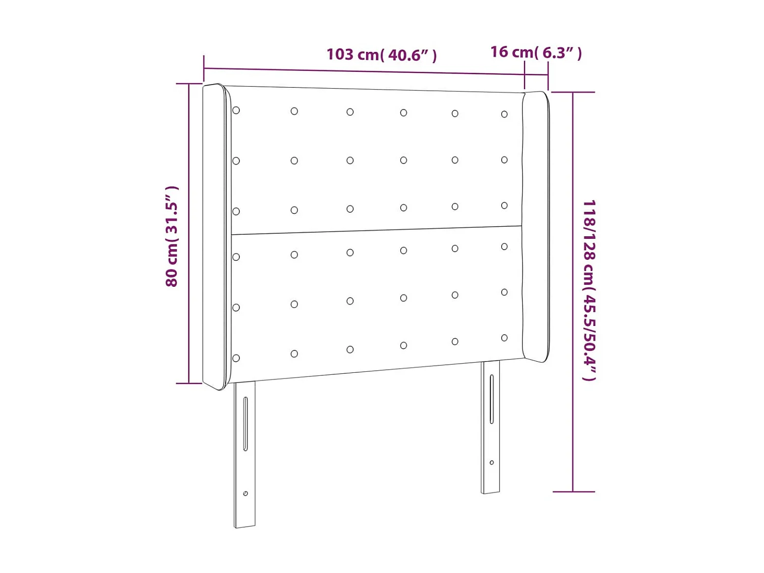 Tête de lit à LED Taupe 103x16x118/128 cm Tissu