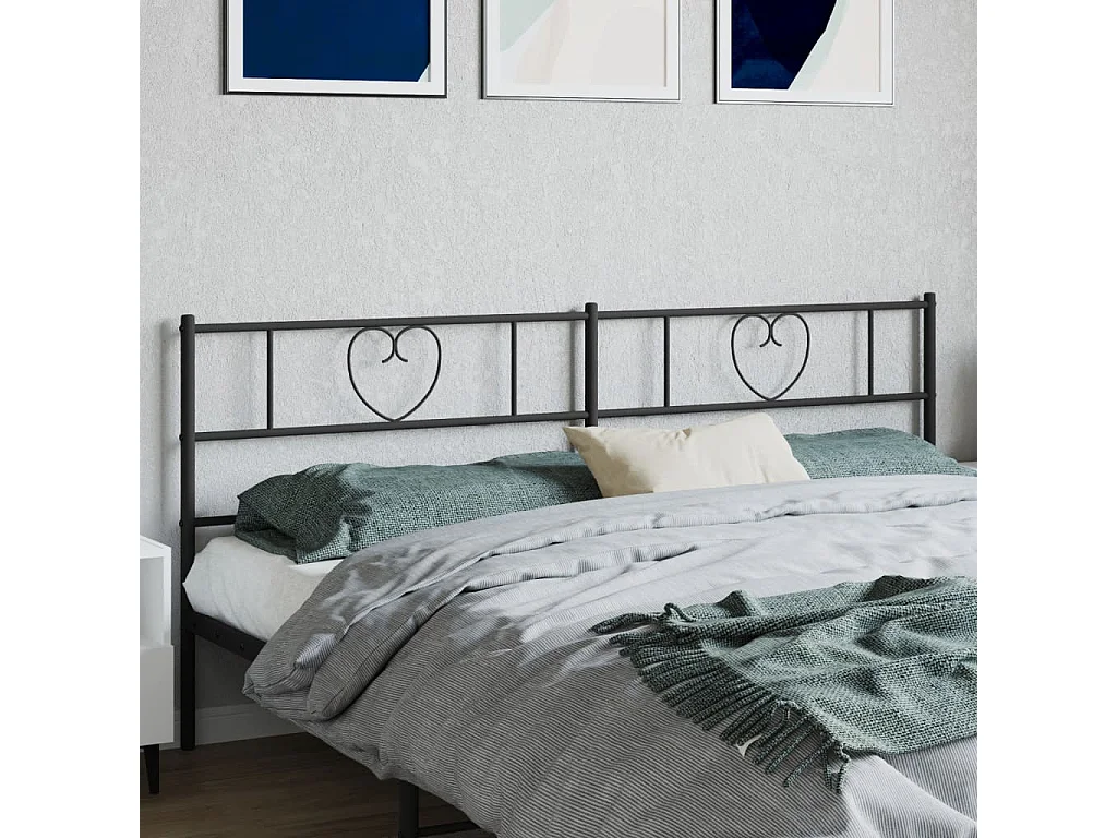 Kopfteil aus schwarzem Metall, 180 cm