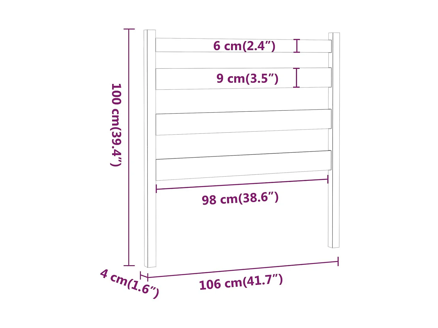Tête de lit 106x4x100 cm Bois massif de pin