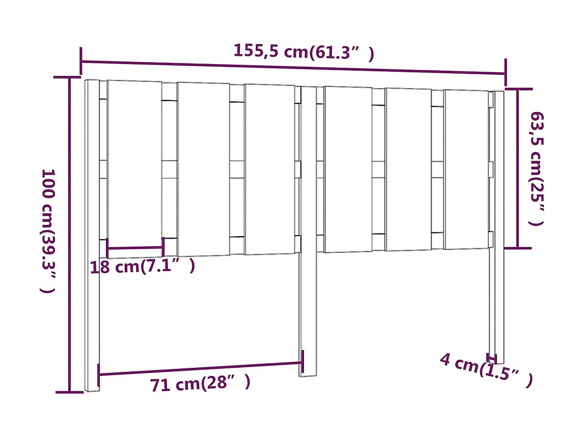 Tête de lit 155,5x4x100 cm Bois massif de pin