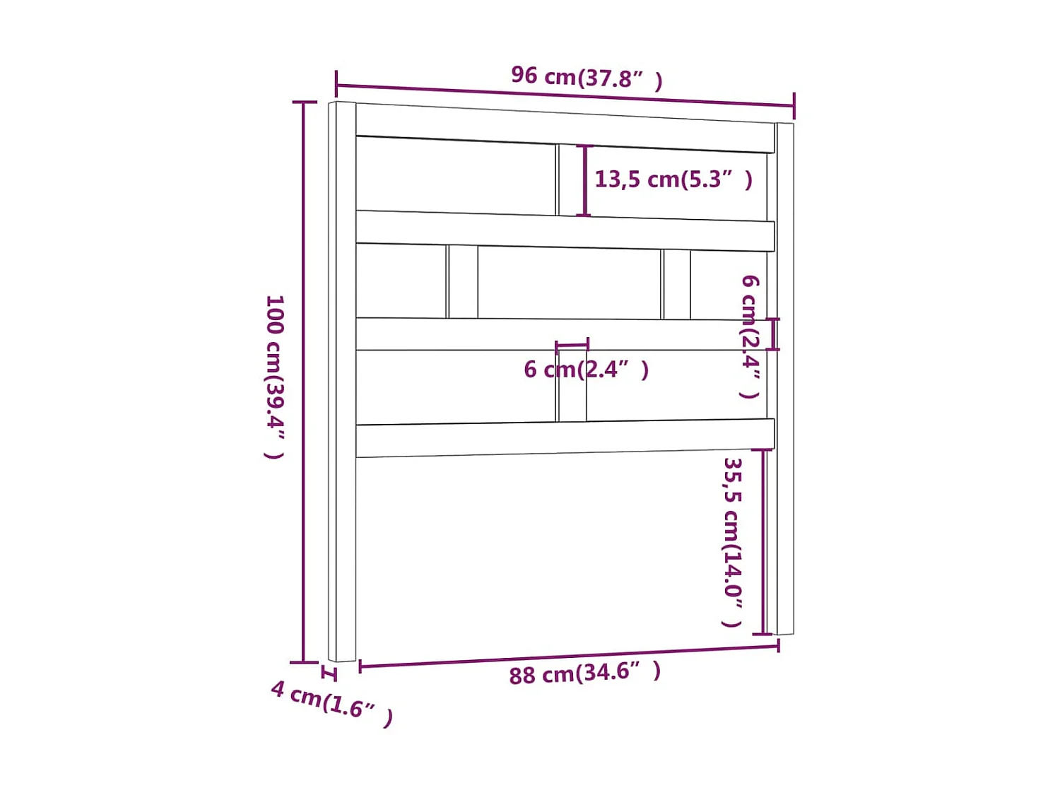 Testiera marrone miele 96x4x100 cm Legno di pino massiccio