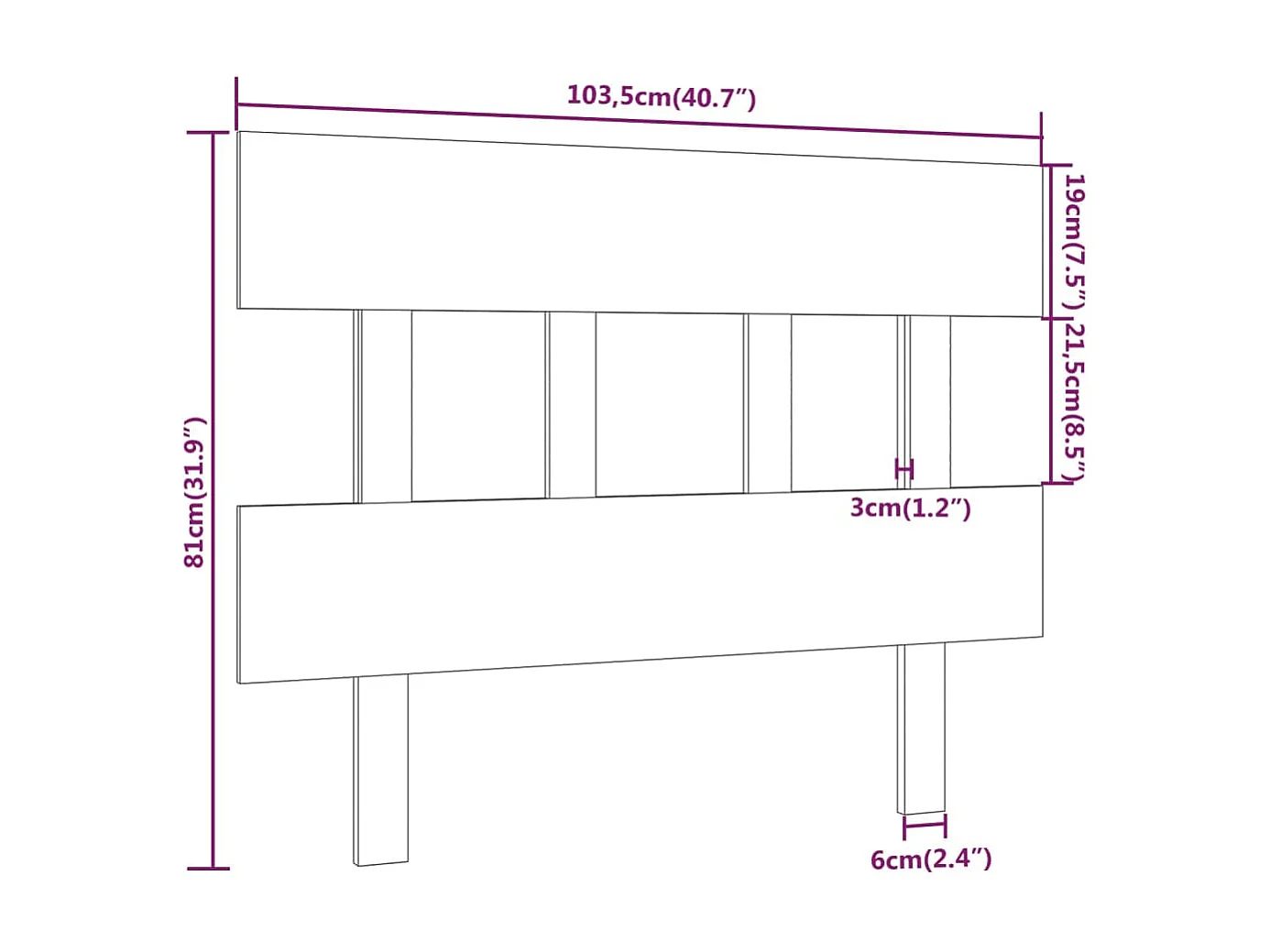 Tête de lit Blanc 103,5x3x81 cm Bois massif de pin
