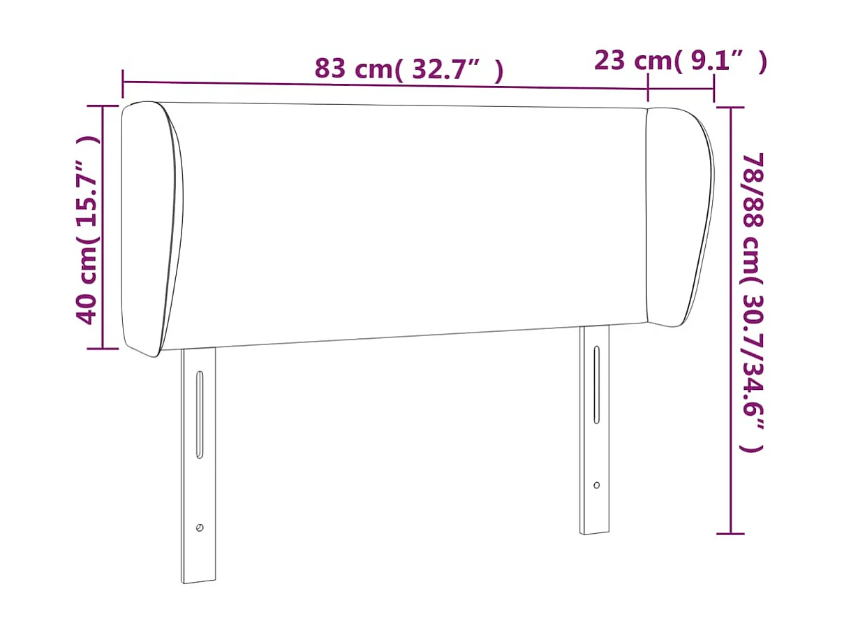 Kopfteil mit Ohren Dunkelgrau 83x23x78/88 cm Samt
