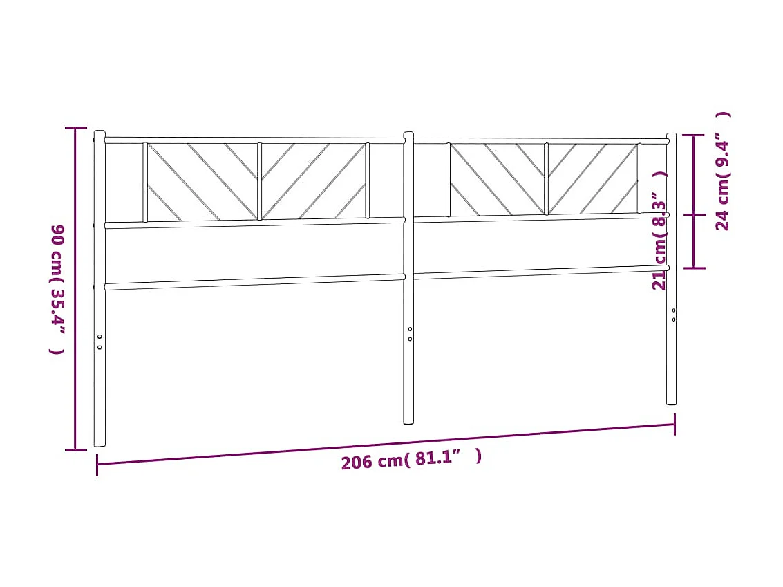 Tête de lit métal noir 200 cm