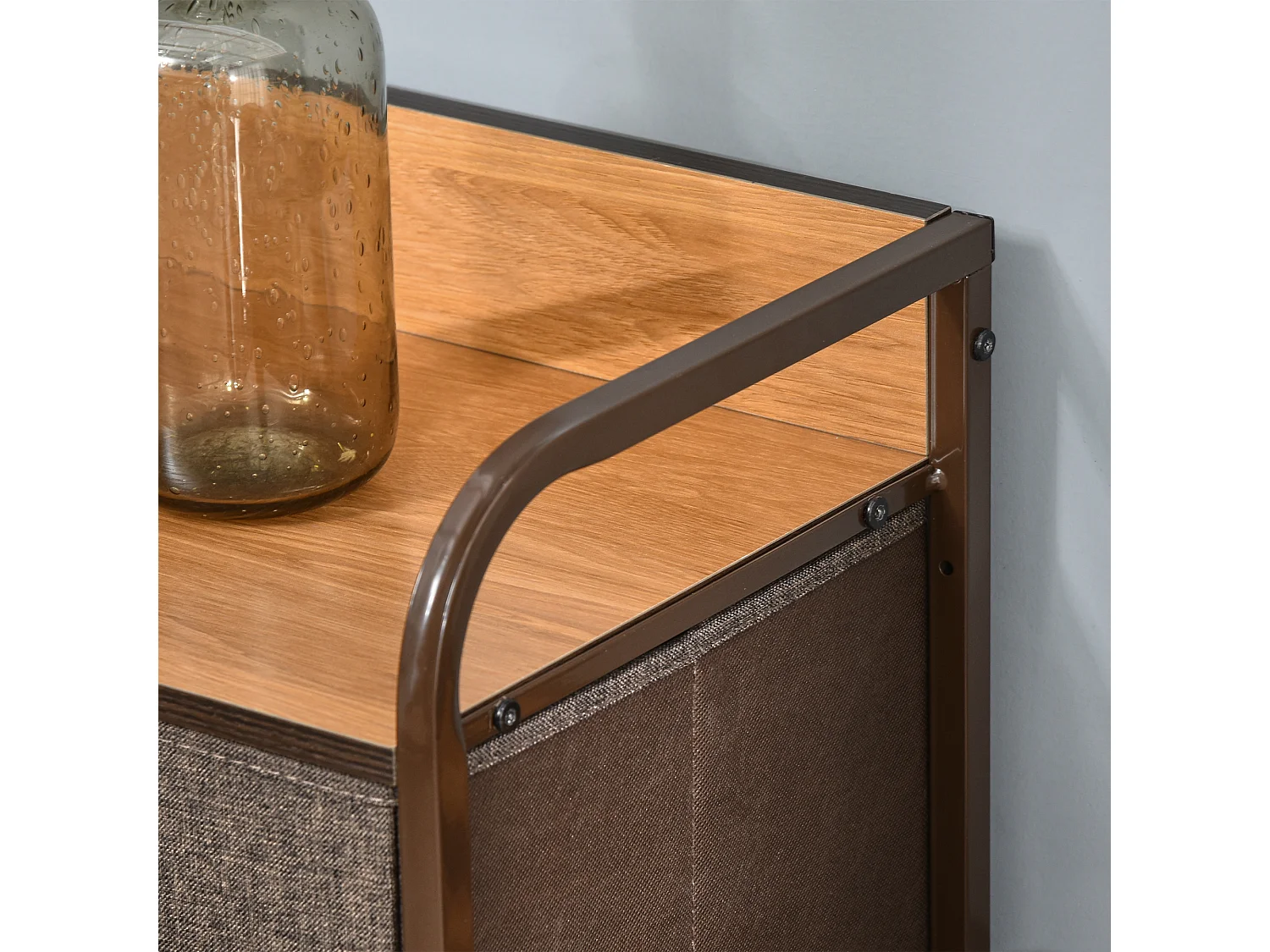 Meuble de rangement commode 7 tiroirs plateau MDF aspect bois acier non tissé marron beige