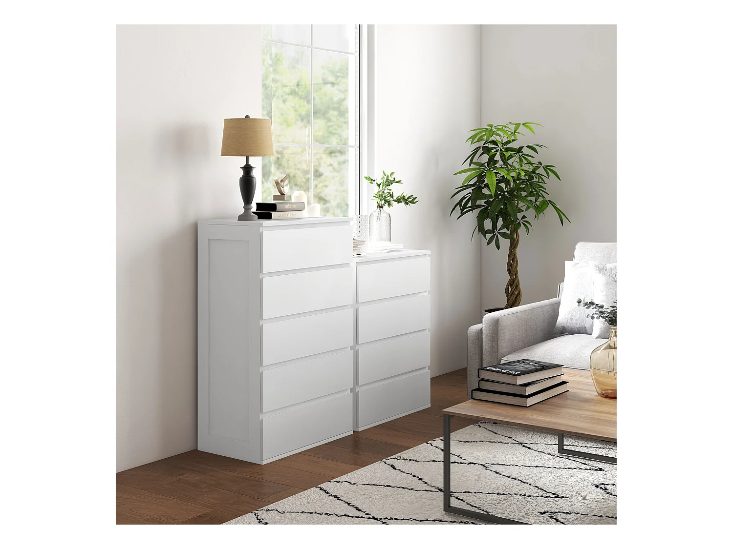 Commode 4 tiroirs dim. 60L x 40l x 80H cm blanc