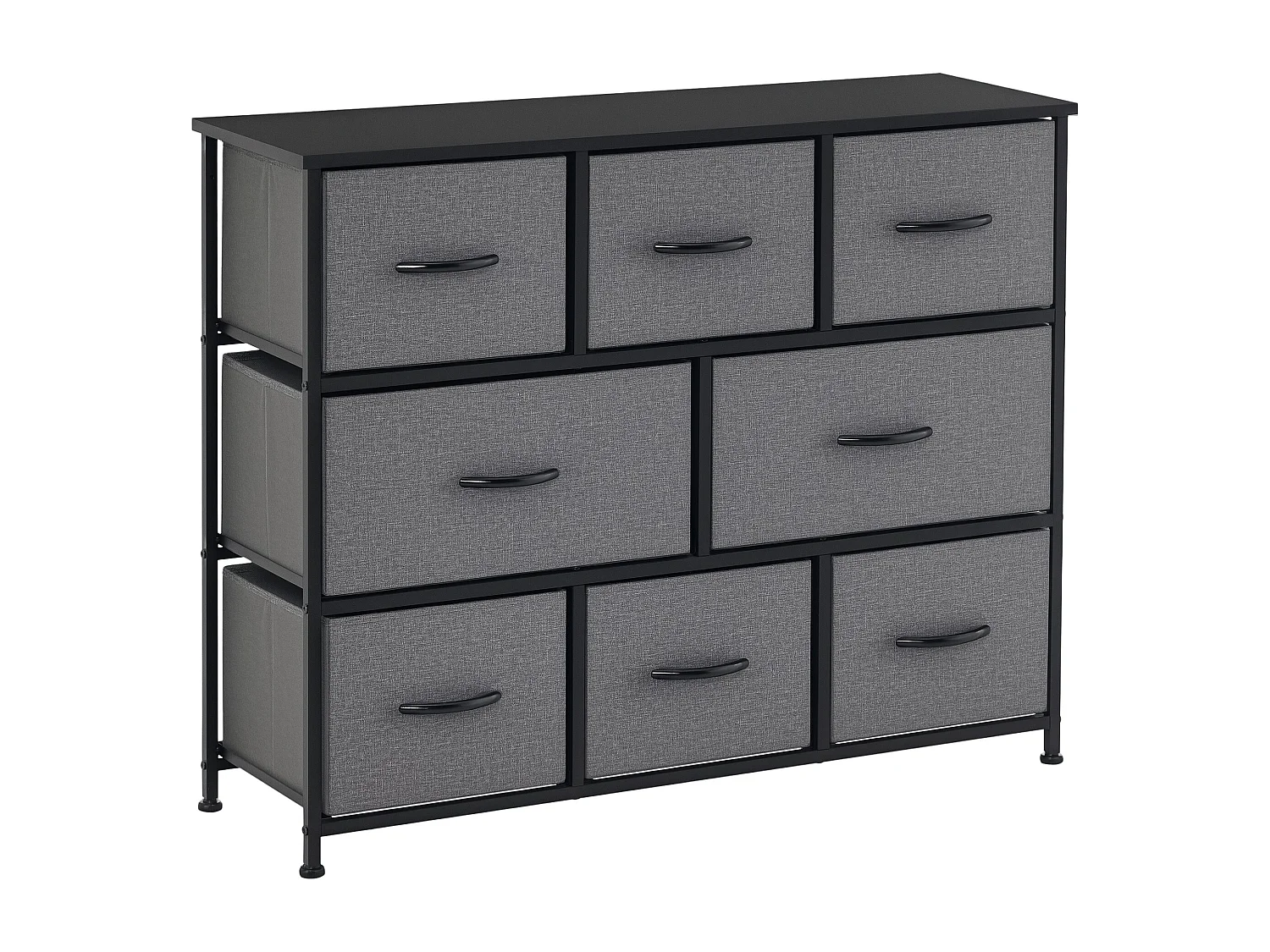 Commode meuble de rangement 8 tiroirs pliables en tissu 100 x 30 x 78,5 cm anthracite