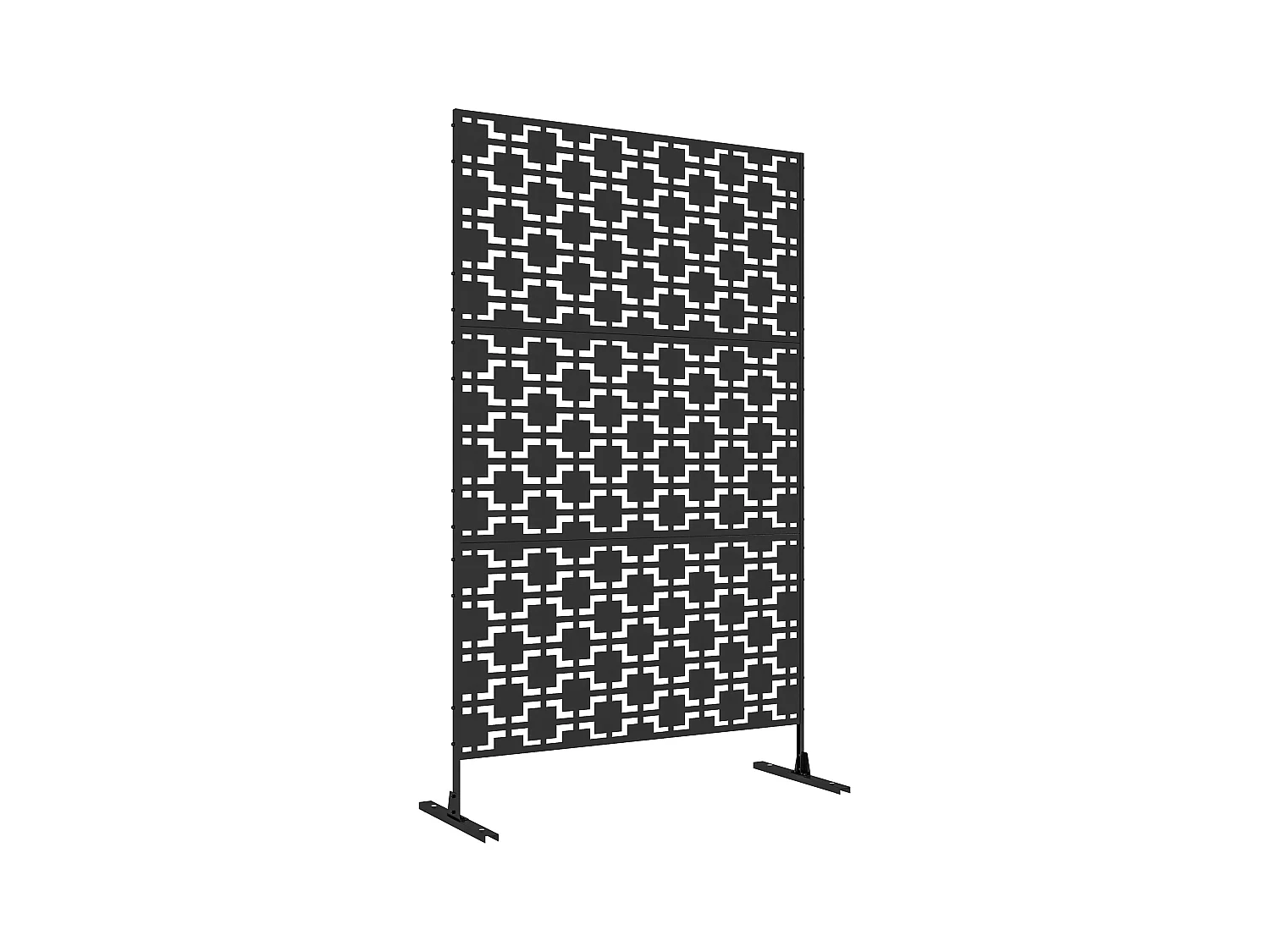 Panneau extérieur décoratif motif géométrique ajouré métal noir