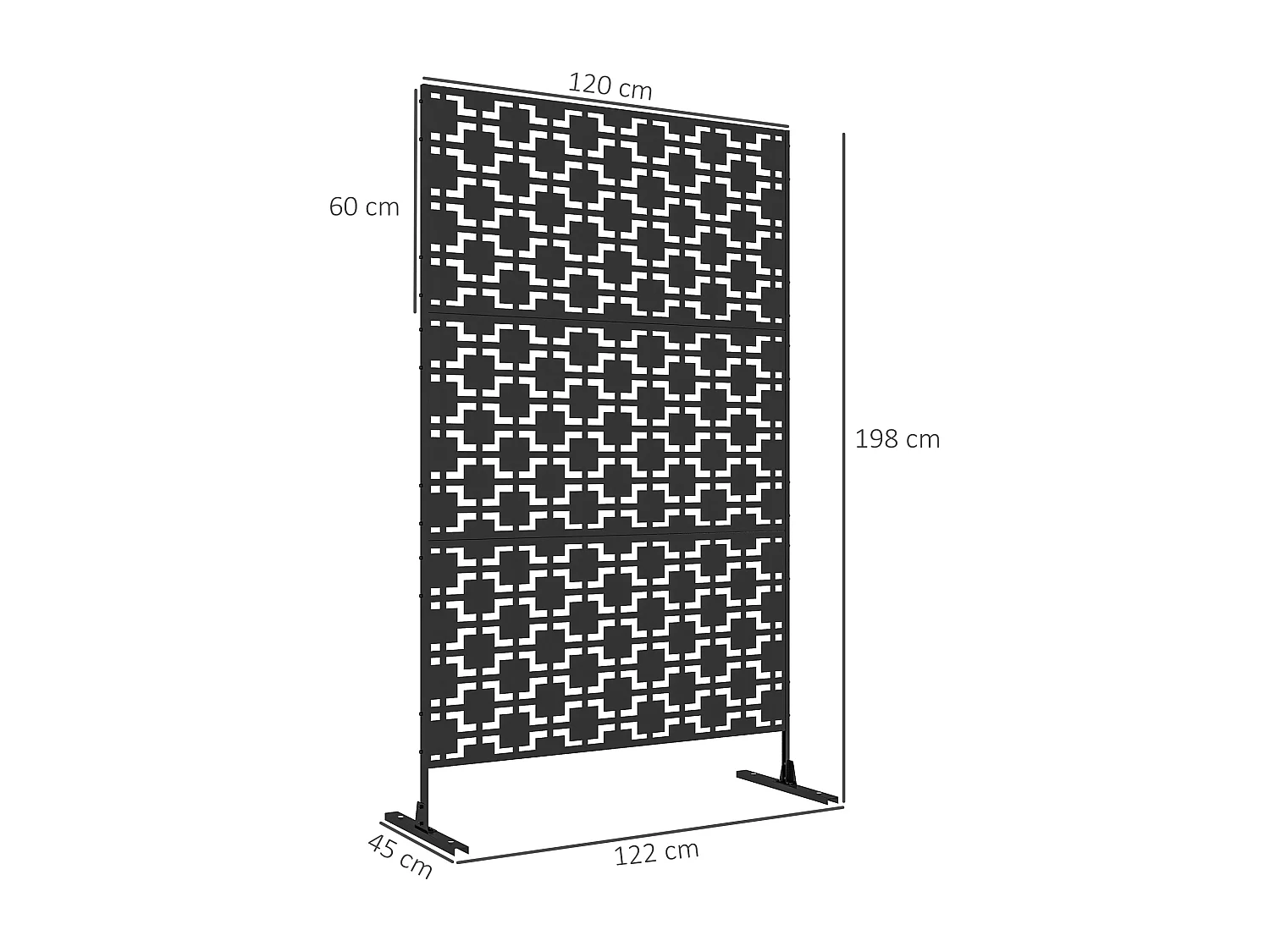 Panneau extérieur décoratif motif géométrique ajouré métal noir