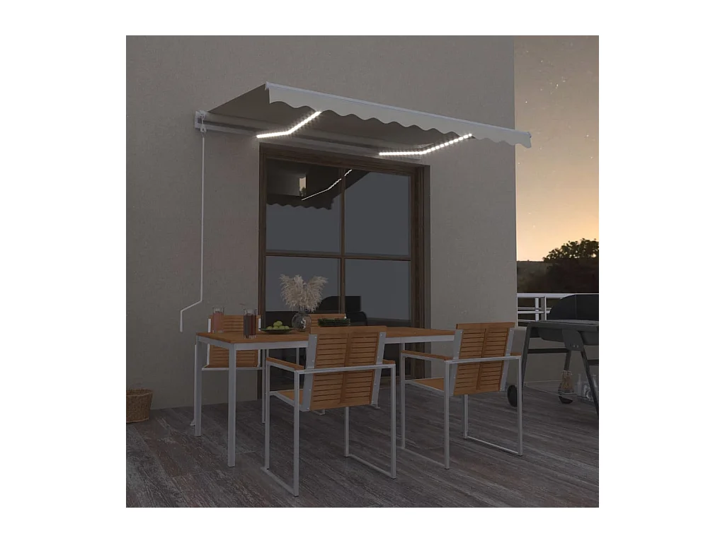Auvent automatique avec capteur de vent et LED 350x250 Crème