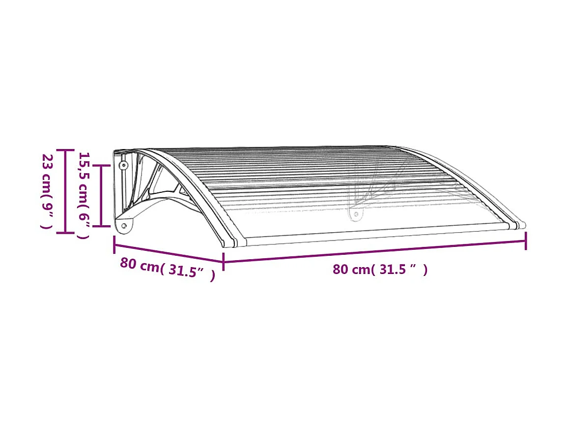 Tendalino per porta Policarbonato grigio e trasparente 80x80
