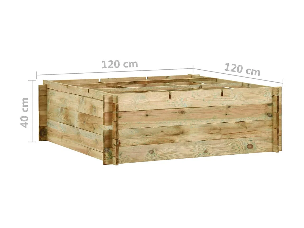 Jardinière pour légumes Bois de pin imprégné 120x120x40 cm