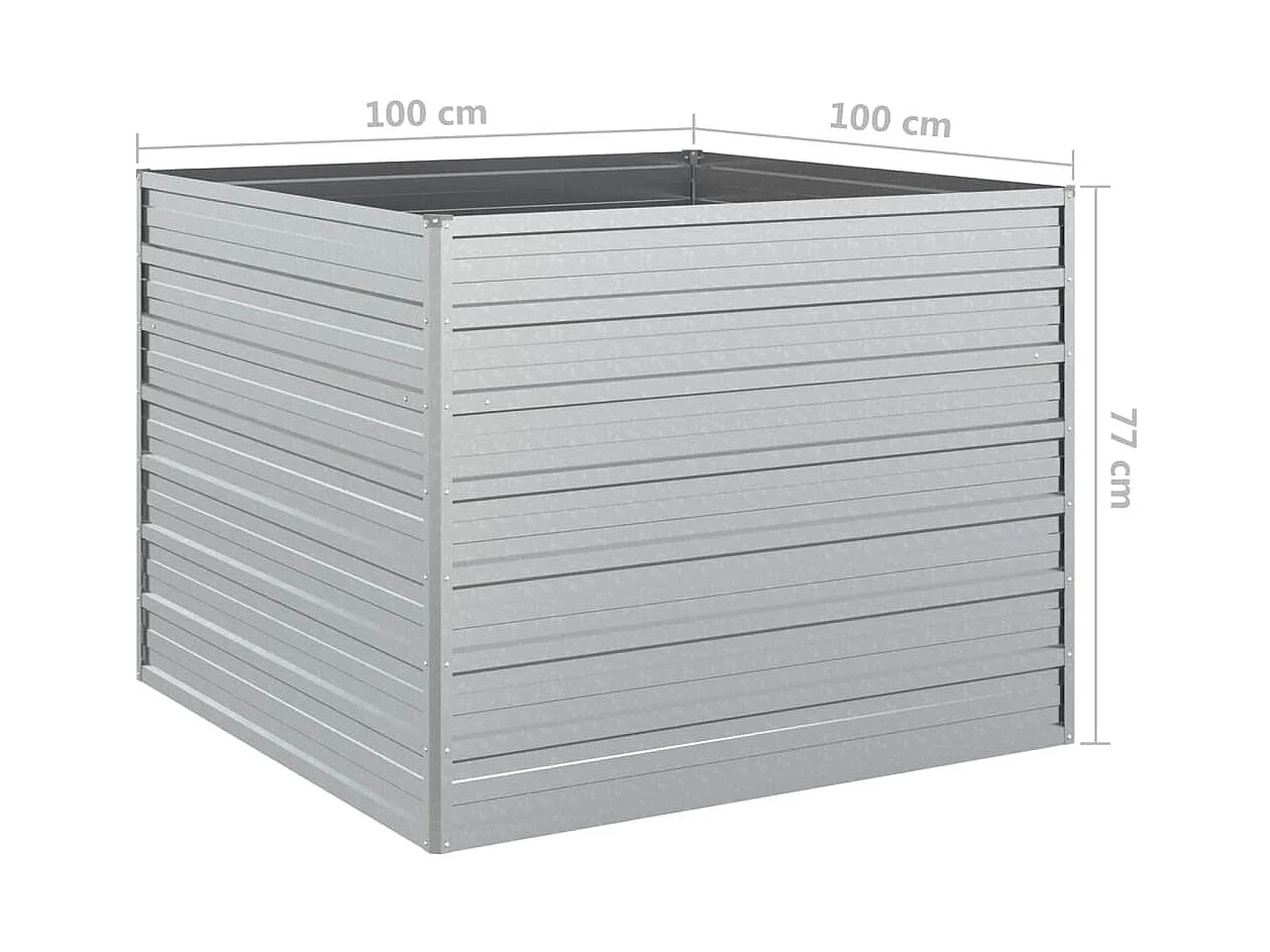 Letto da giardino rialzato 100x100x77 cm Acciaio zincato Argento