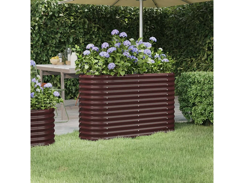 Aiuola rialzata da giardino in acciaio verniciato a polvere marrone
