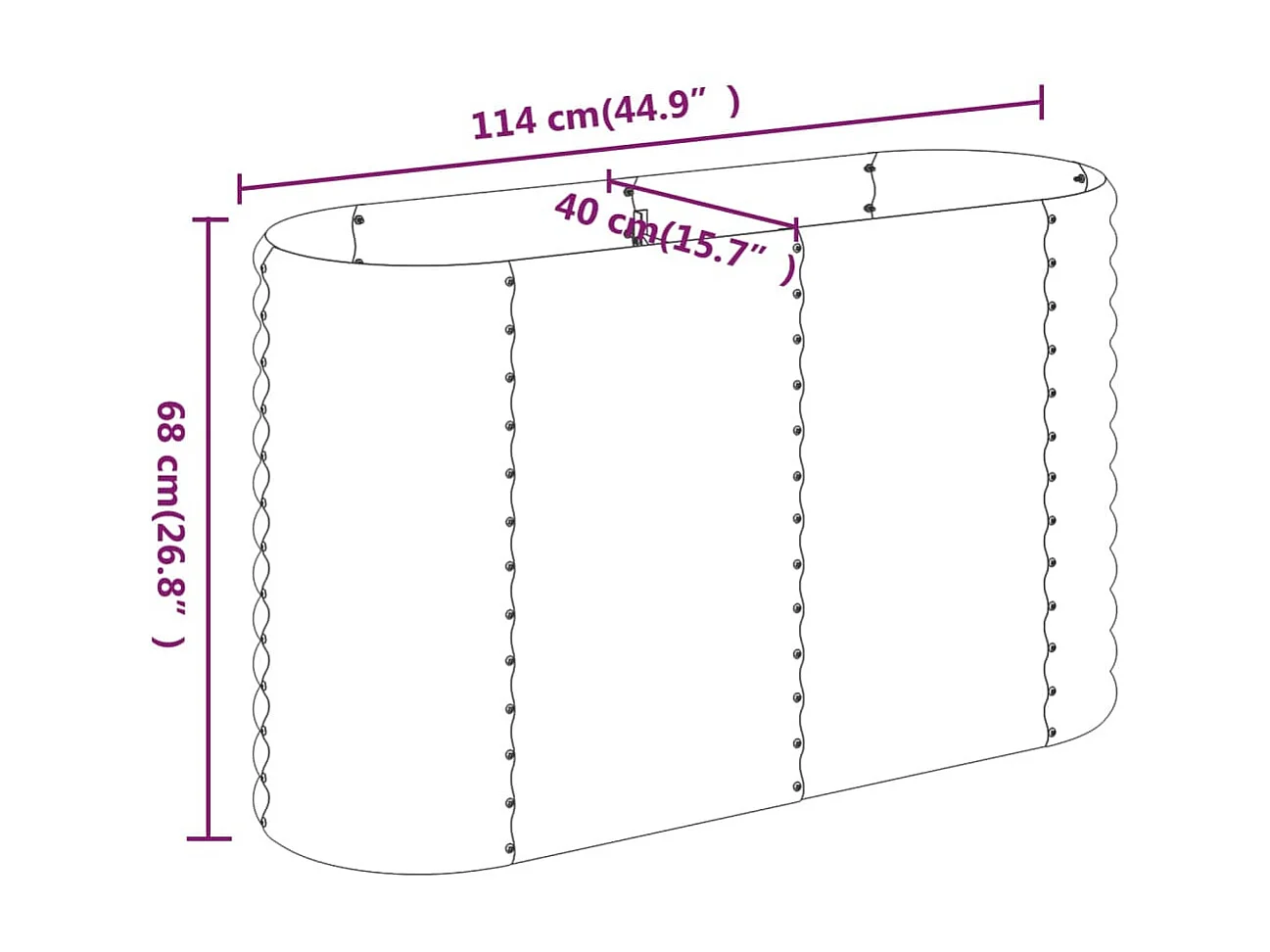 Cama elevada para jardim em aço revestido a pó castanho
