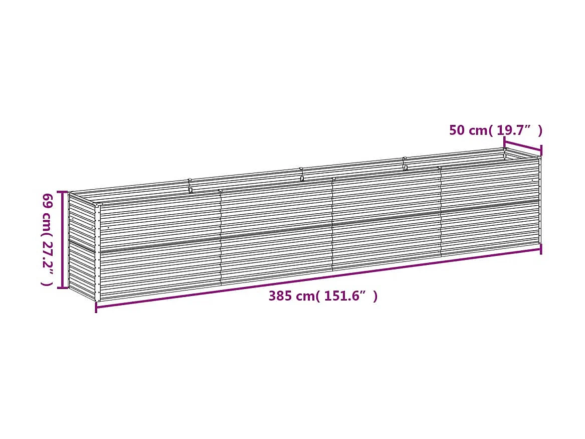 Hochbeet 385x50x69 cm aus Cortenstahl