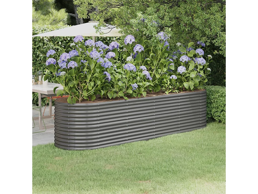 Cama de jardín elevada Acero con recubrimiento en polvo 296x80x68 cm gris
