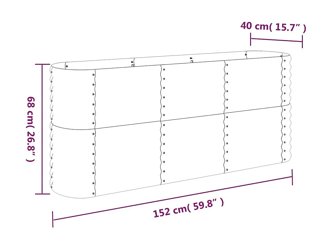 Lit surélevé de jardin Acier enduit de poudre 152x40x68 cm Vert