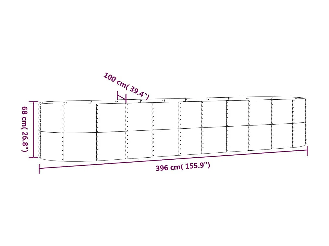 Cama elevada de jardín de acero con recubrimiento en polvo marrón