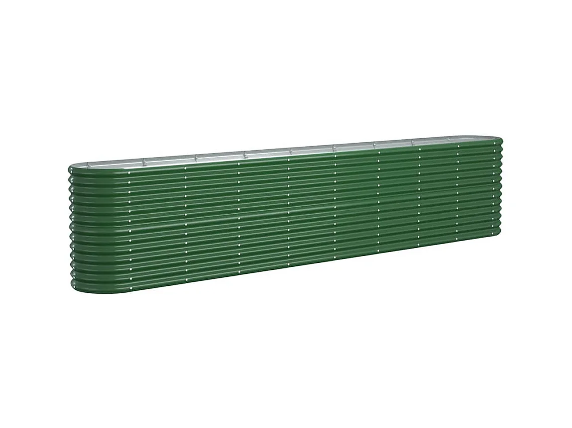 Lit surélevé de jardin Acier enduit de poudre 332x40x68 cm Vert