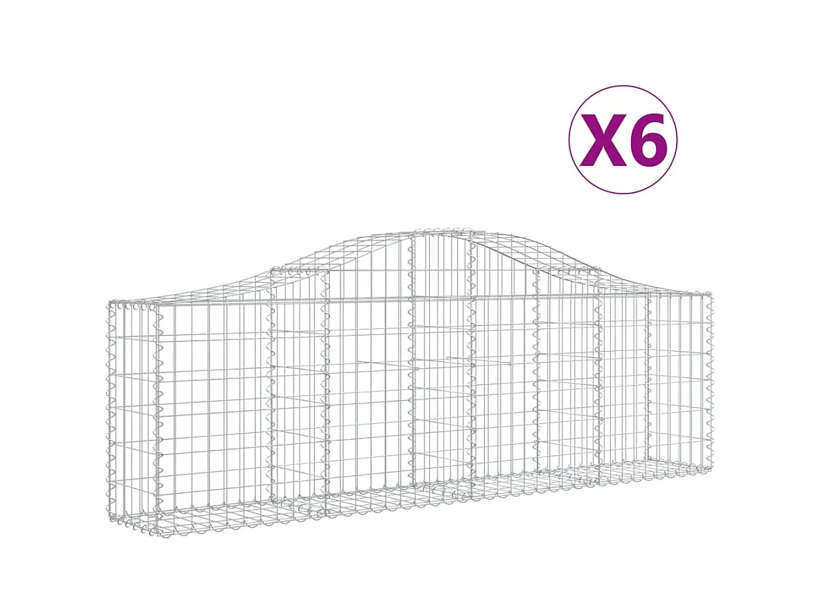 Cestos gabiões arqueados 6 un 200x30x60/80 cm Ferro galvanizado