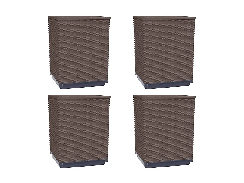 Fioriere 4 pz marrone 30x30x37 cm in polipropilene