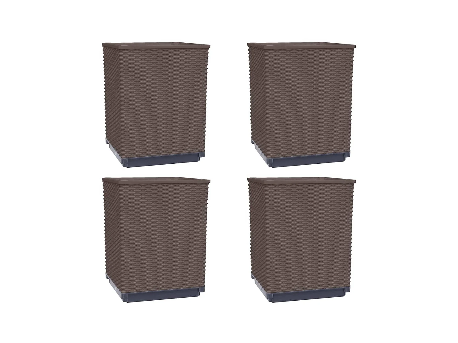 Fioriere 4 pz marrone 30x30x37 cm in polipropilene