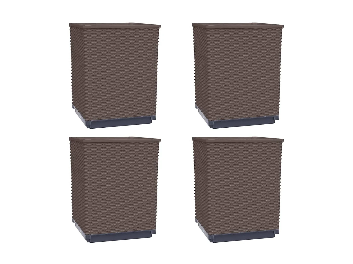 Fioriere 4 pz marrone 30x30x37 cm in polipropilene