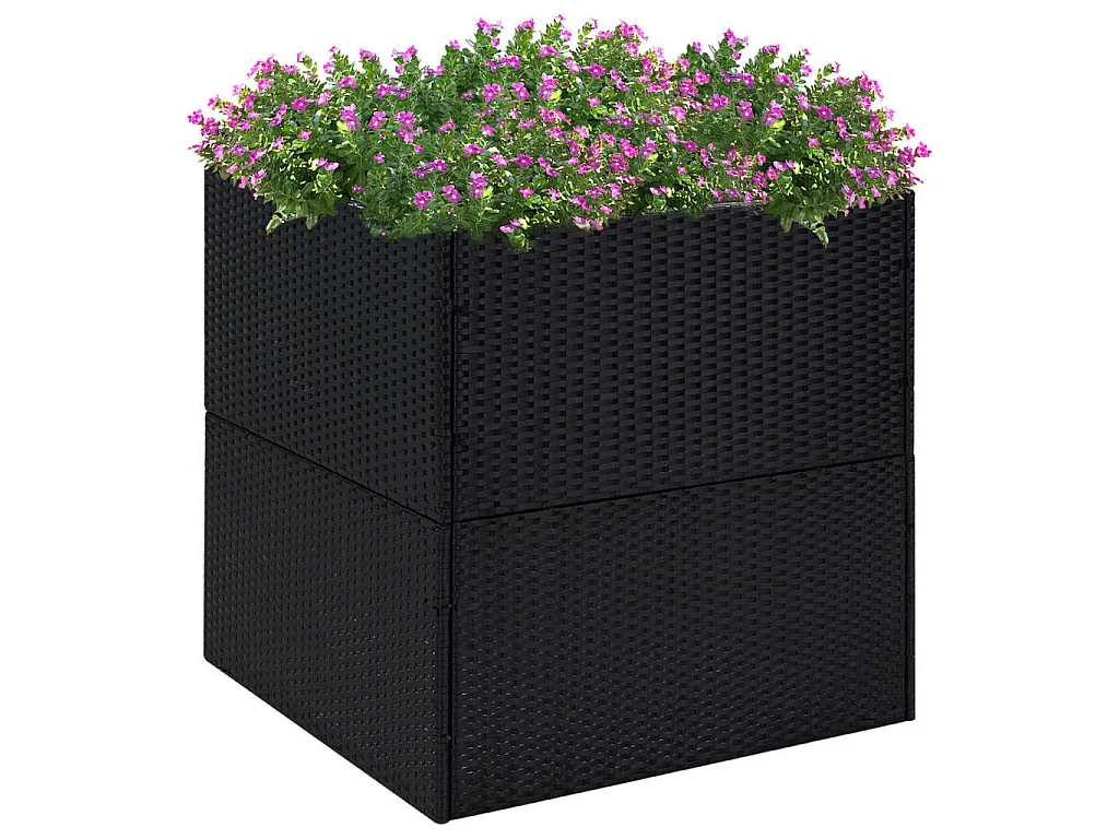 Macetero negro 80x80x80 cm resina mimbre