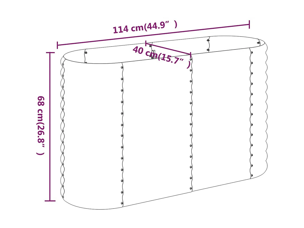 Letto da giardino rialzato Acciaio verniciato a polvere 114x40x68 cm grigio