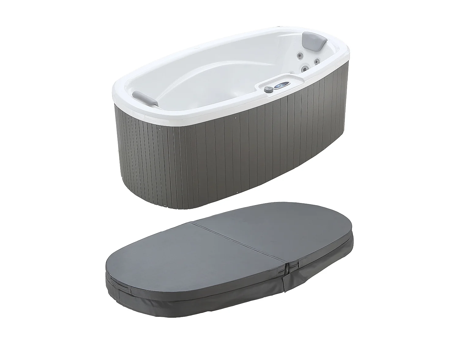 SPA 2 places blanc perlé avec bâche - 14 jets - L210 x P110 x H74 cm - Système BALBOA - SAMOA IV